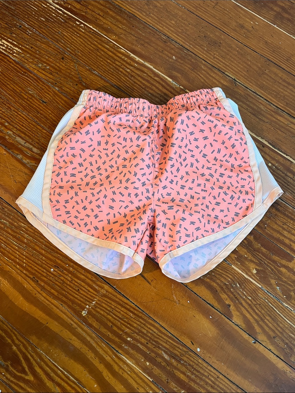Nike Orange Printed Girls' Athletic Shorts with White Trim
